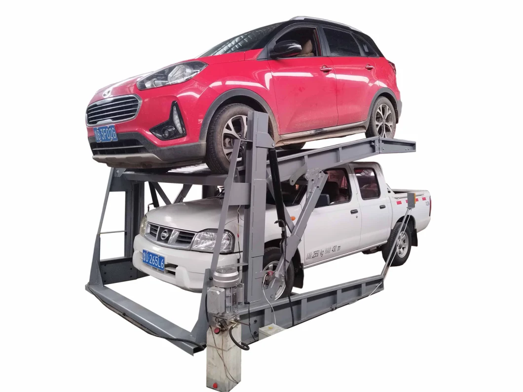 CE Approved Low Garage Hydraulic Auto Elevator Tilting Park System 2 Level Vehicle Hoist Double Four Post Storage Stacker Inclined Car Stacking Parking Lift